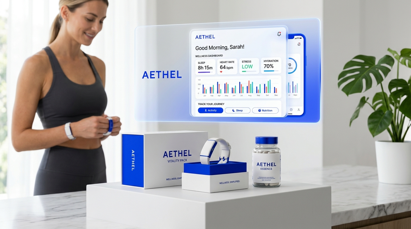 Aethel Wellness luxury branding and packaging